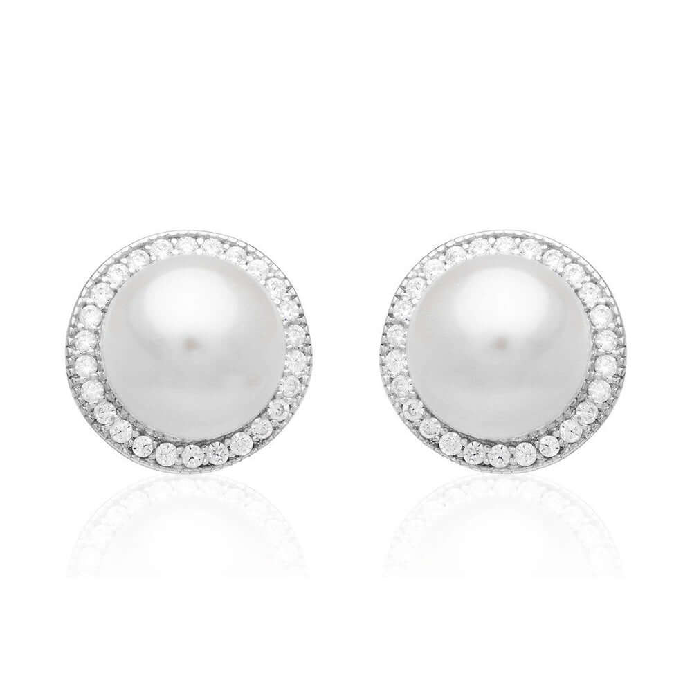Gaura Pearls helmikorvakorut zirkoneilla KOSK15412E, makeanvedenhelmet ja kimaltavat zirkonit