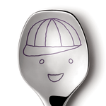 Georg Jensen Alfredo The Twist Family aterimet 3580049, lusikka, jossa hauska hahmo hatussa.