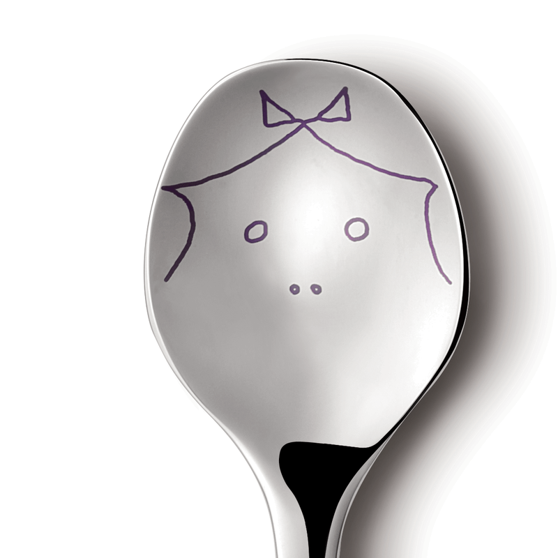 Georg Jensen Alfredo The Twist Family aterimet 3580049, lusikka jossa on hauska hahmo, valmistettu kestävästä materiaalista.