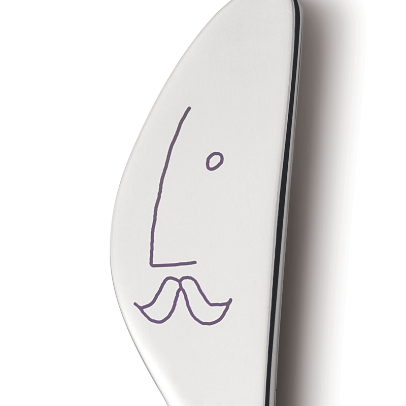 Georg Jensen Alfredo The Twist Family aterimet 3580049 leikkuuveitsi, jossa on hauska hahmo kuvattuna.