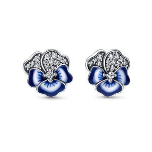 Pandora Moments Blue Pansy Flower korvakorut 290781C01