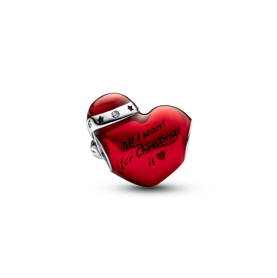 Pandora Metallic Red Christmas Heart Charm Hela 792336c01