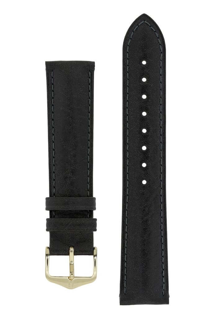 Hirsch Camelgrain musta kellon ranneke 01009050-1