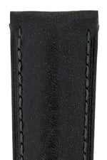 Hirsch Camelgrain musta kellon ranneke 01009050-1, musta nahkaranneke, läheltä kuvattuna, tyylikäs ja kestävä.
