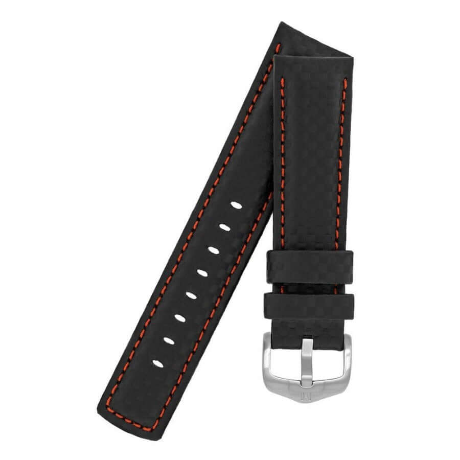 Hirsch Carbon musta punainen kellon ranneke 02592052-2