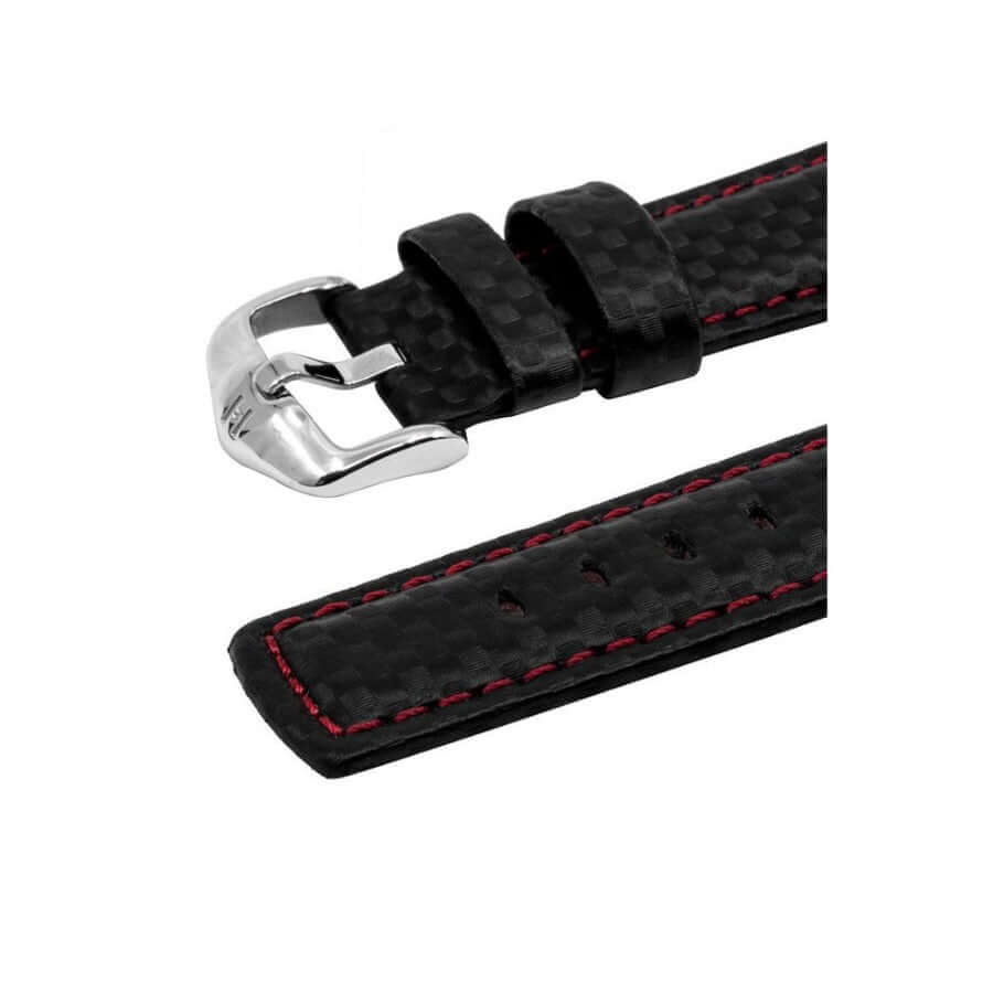 Hirsch Carbon musta punainen kellon ranneke 02592052-2