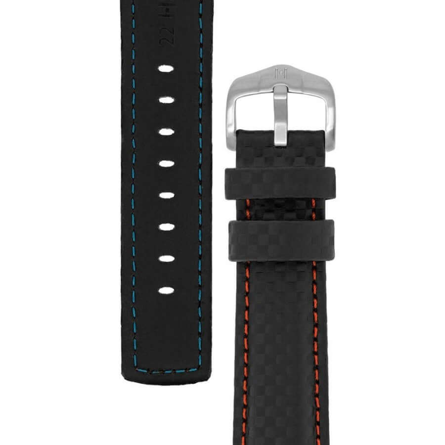 Hirsch Carbon musta punainen kellon ranneke 02592052-2
