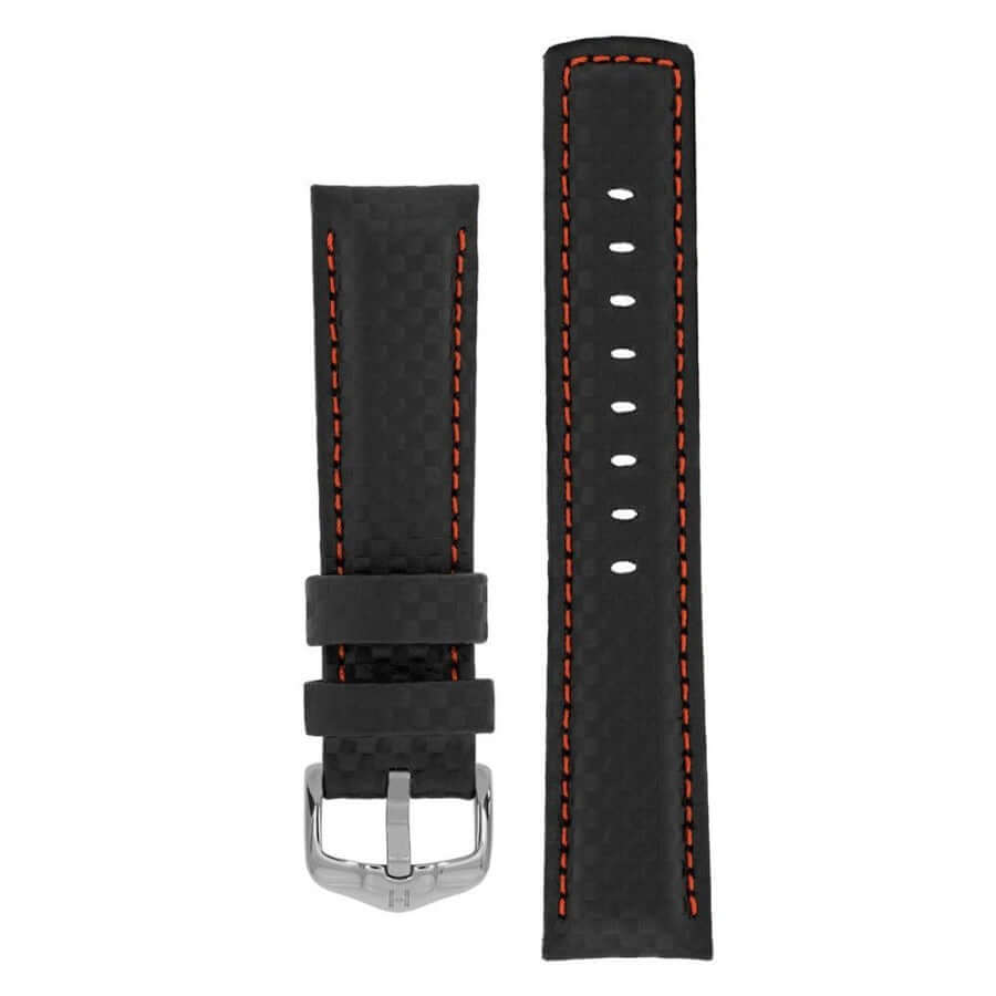 Hirsch Carbon musta punainen kellon ranneke 02592052-2
