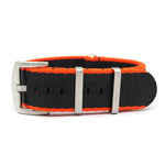 KARU seatbelt nato-ranneke musta-oranssi raidallinen