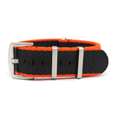 KARU seatbelt nato-ranneke musta-oranssi raidallinen