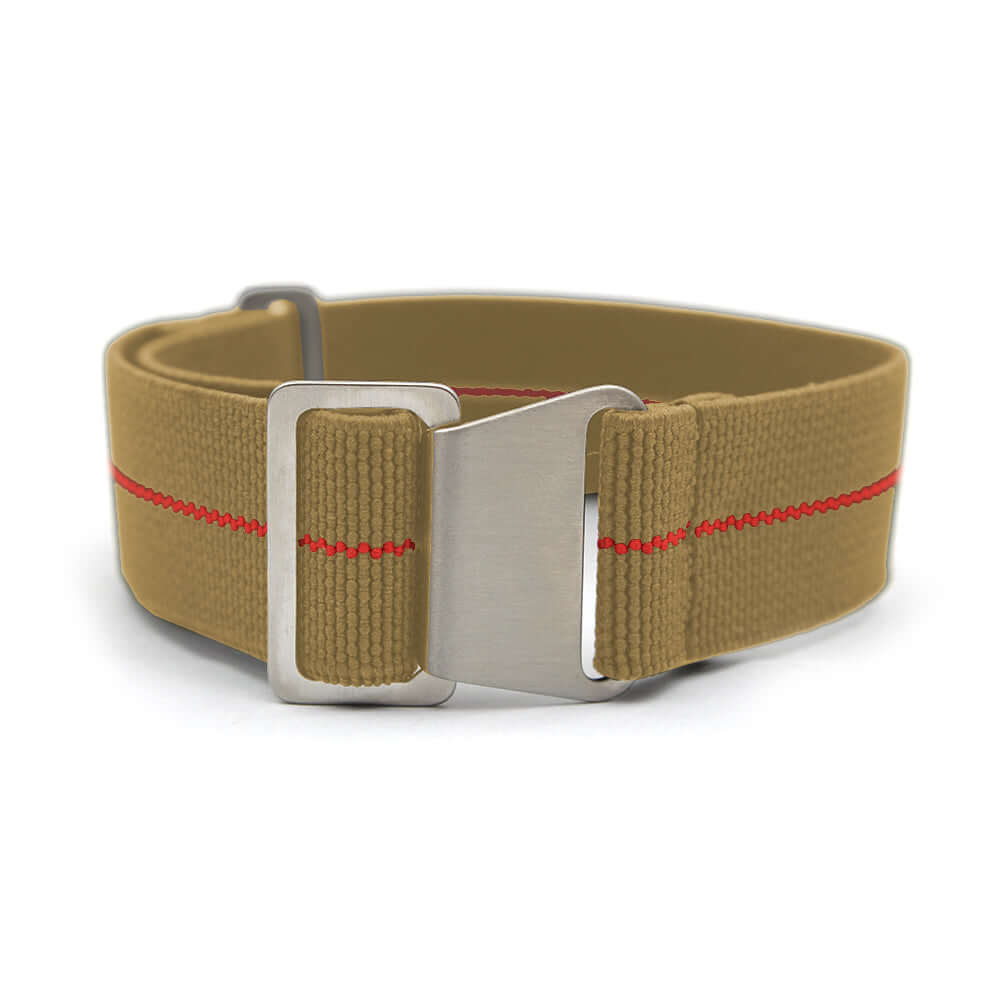 KARU venyvä nato-ranneke beige-punainen raidallinen