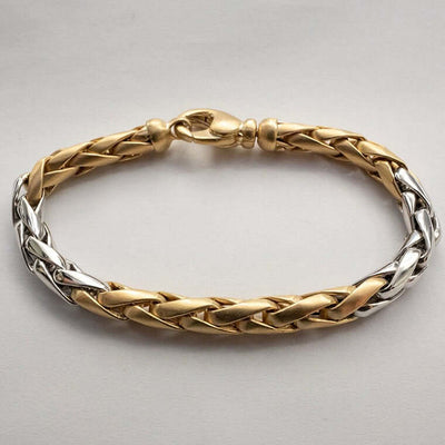 14 karaatin valko- ja keltakultainen ranneketju paino 18g.