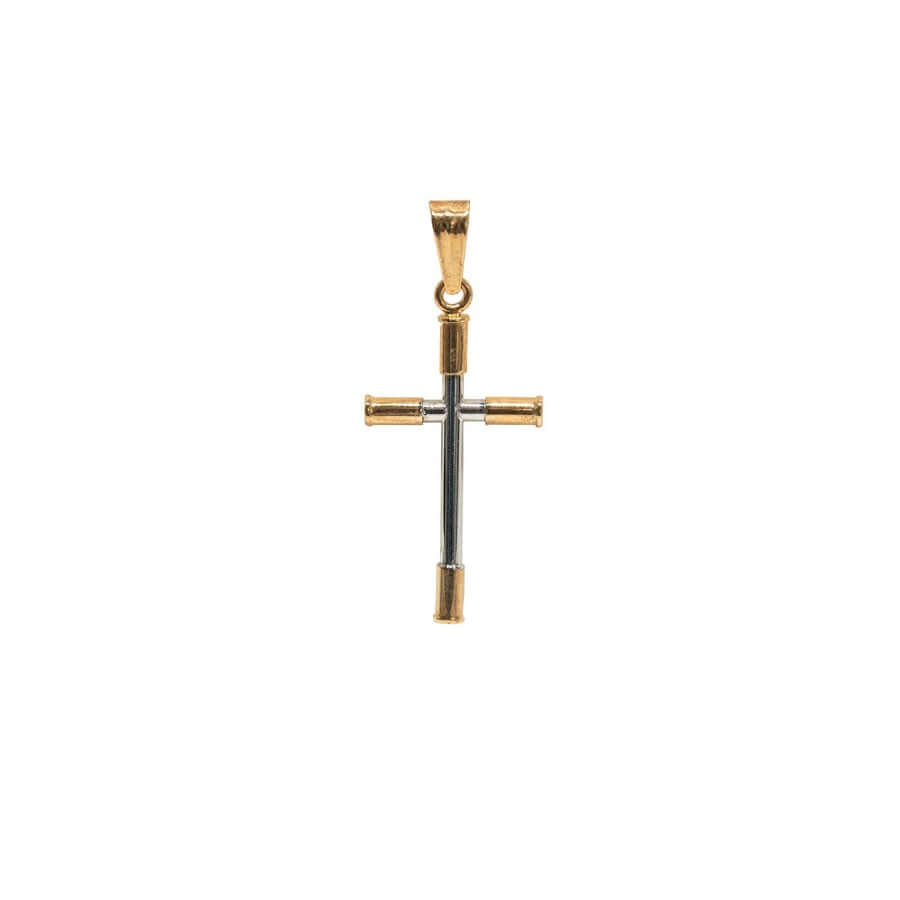 14k valko-keltakulta rippiristi