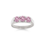 Hopeinen kastesormus pinkeillä kivillä H6014pink