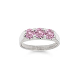 Hopeinen kastesormus pinkeillä kivillä H6014pink