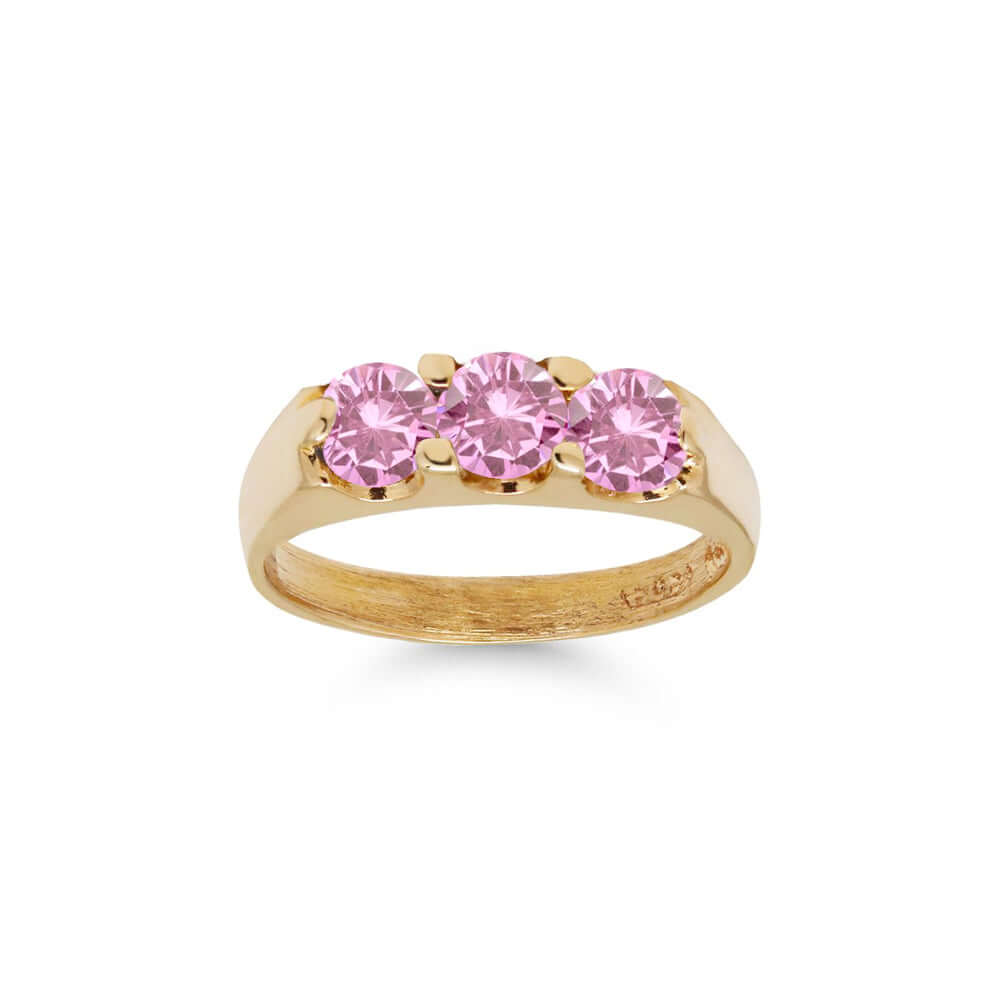 Kultainen kastesormus pinkeillä kivillä 6014pink