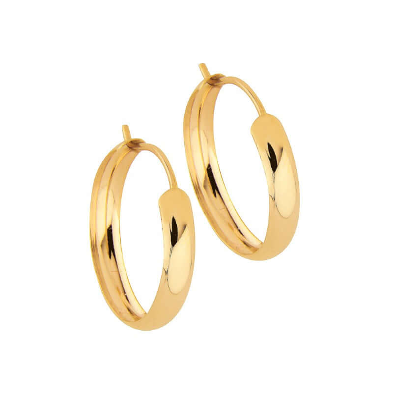 Kiiltävät Puolipyöreät Kultakorvarenkaat 2x15 mm