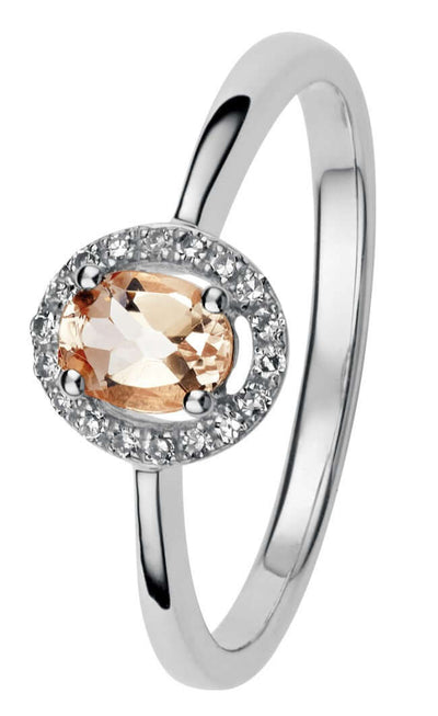 Kohinoor valkokultainen morganiitti timanttisormus 033-P5186V
