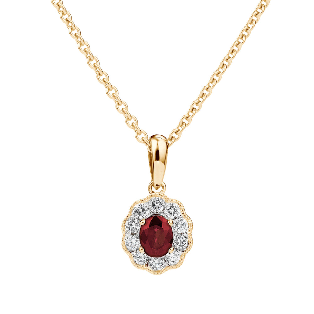  Kohinoor kultainen rubiini-timanttiriipus 123-P4783R