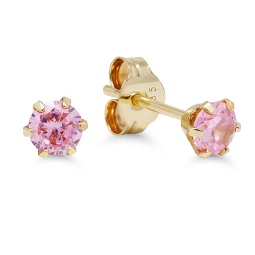 Nappikorvakoru kulta zirkoni pinkki 4mm 23-1011pink