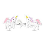 Hopeiset yksisarvinen korvakorut E-3329pink