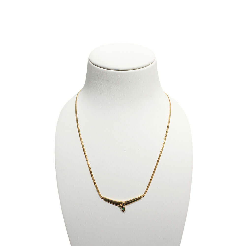 14k keltakultainen kaulakoru timantilla ja safiirilla - 42cm