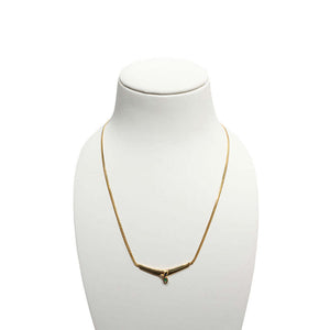 14k keltakultainen kaulakoru timantilla ja safiirilla - 42cm