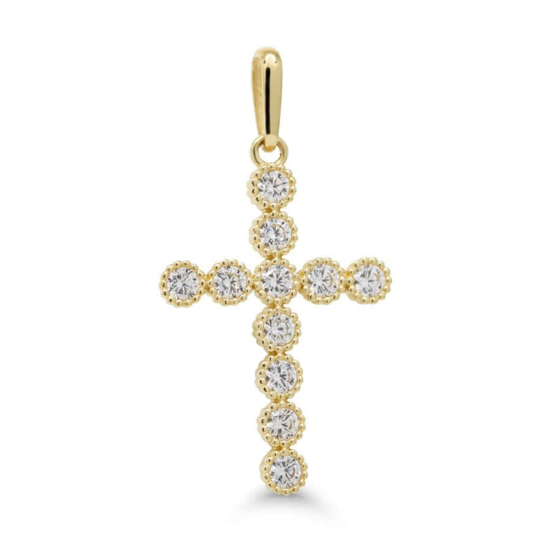 Kultainen rippiristi zirkoneilla K-P66692Z
