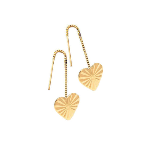 Kultaiset sydänkorvakorut ketjuilla 23-1031