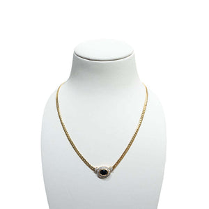 14k keltakultaine kaulakoru timanteilla ja safiirilla 020ct