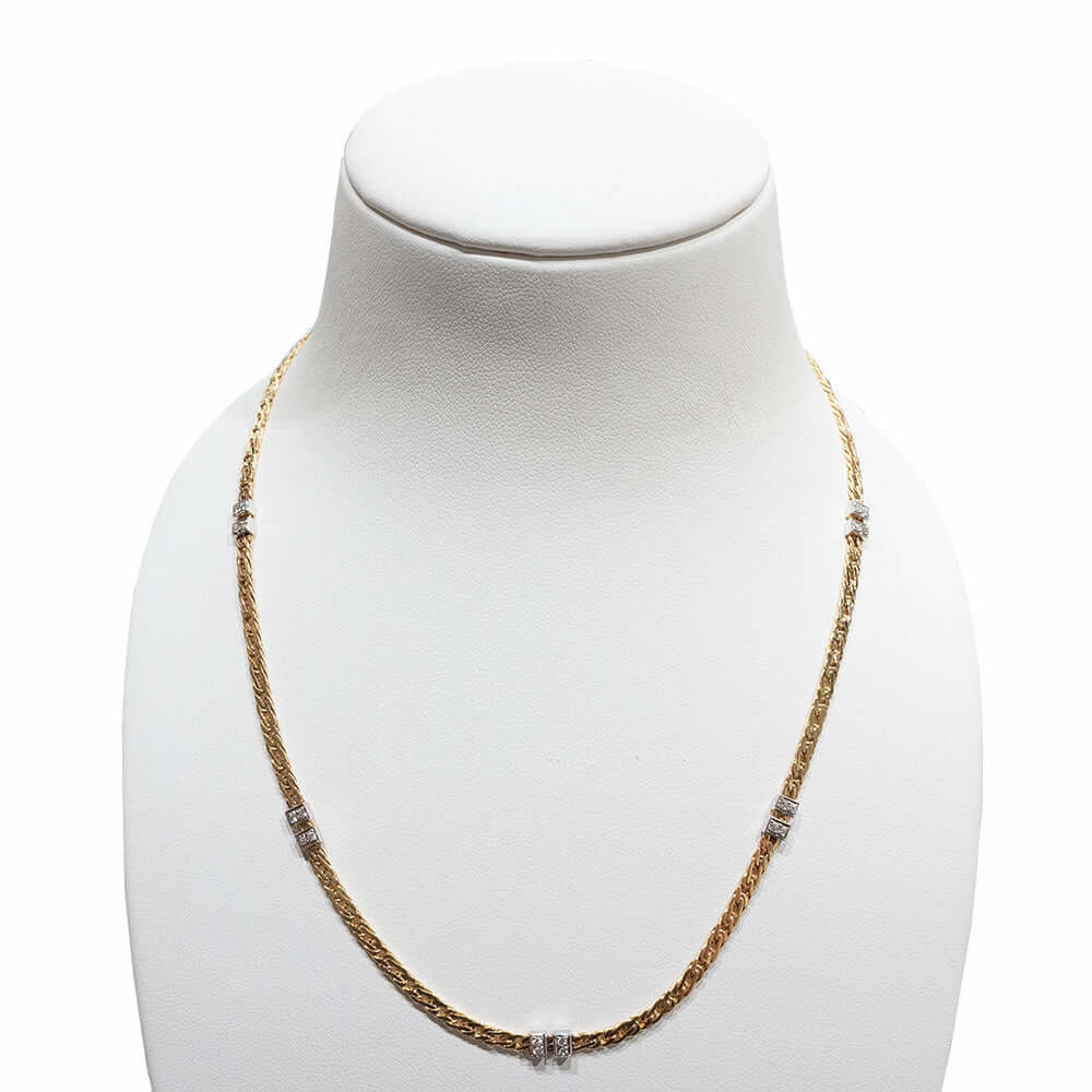 14k keltakultainen ketju Timanteilla 020ct - 39cm