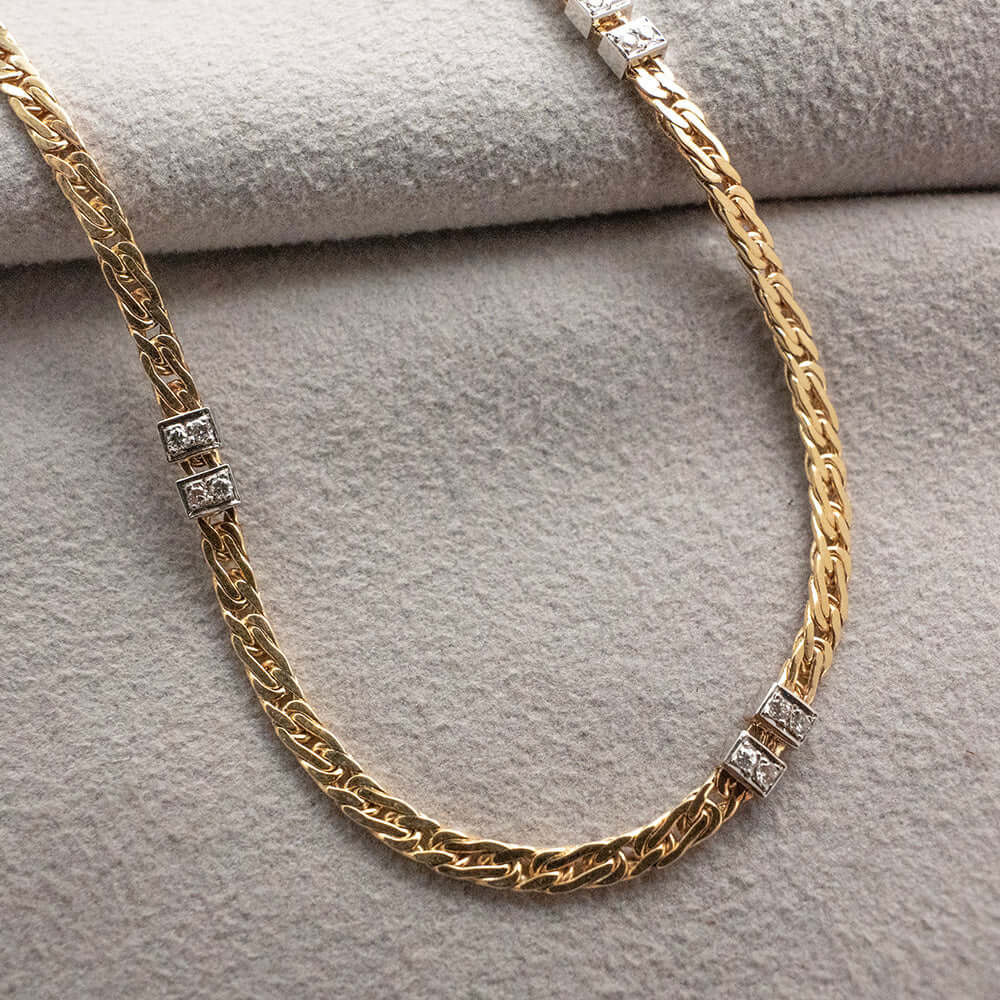14k keltakultainen ketju Timanteilla 020ct - 39cm