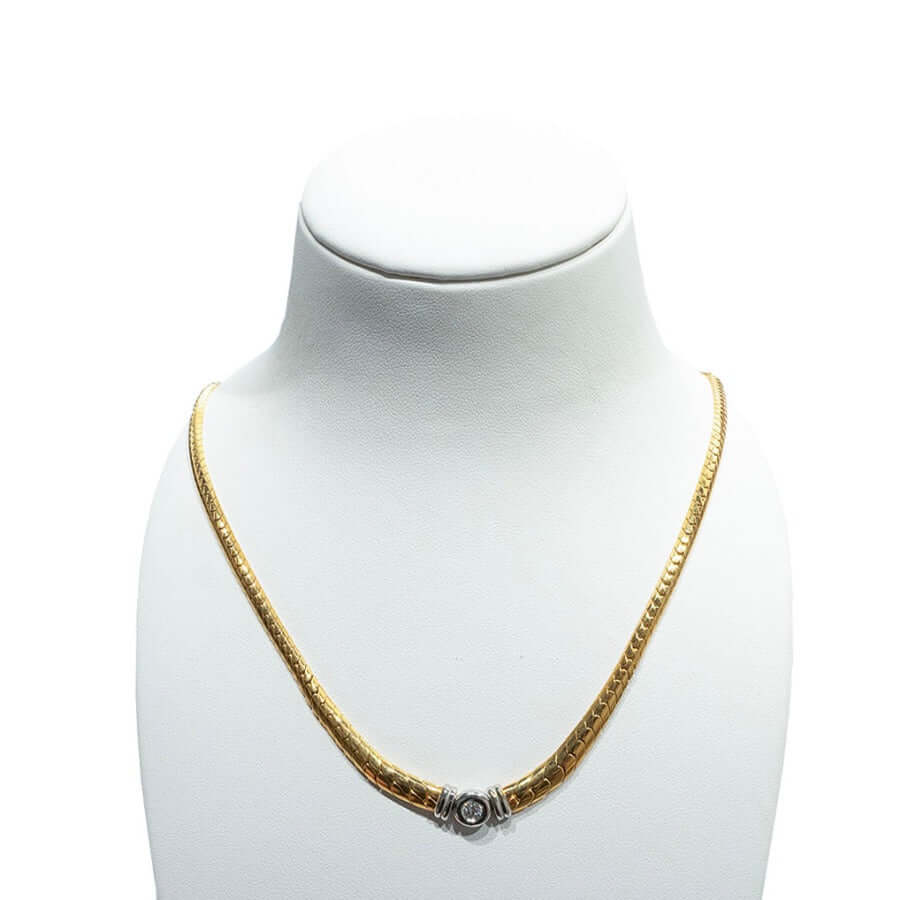 14k keltakultainen kaulakoru timantilla 025ct - 43cm