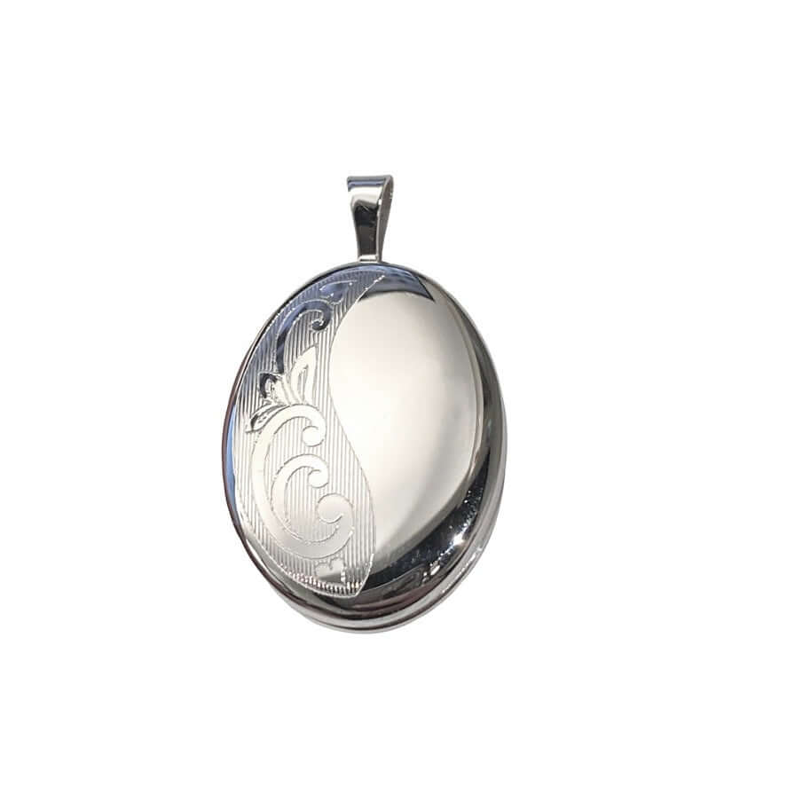Hopeinen medaljonkiriipus köynnöskuviolla SPL-60303