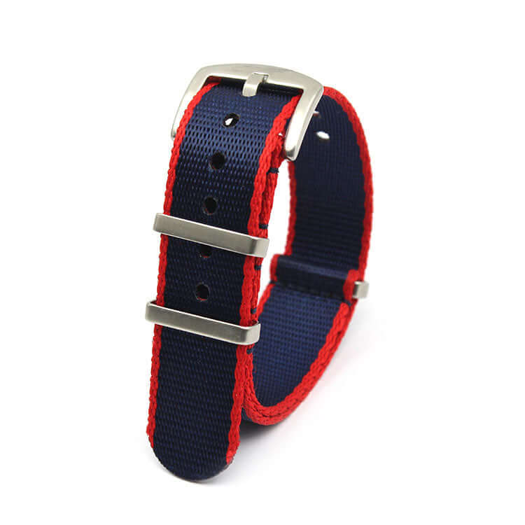 KARU seatbelt nato-ranneke sini-punainen raidallinen