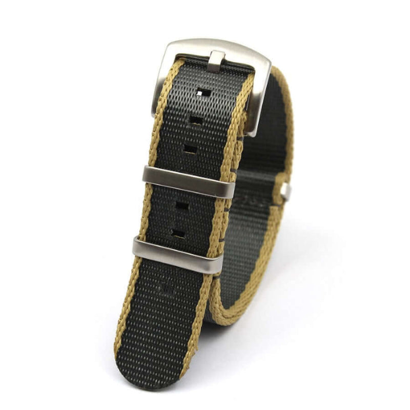 KARU seatbelt nato-ranneke harmaa-beige raidallinen