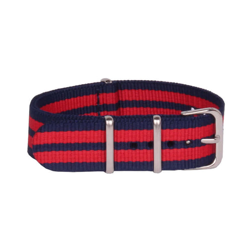 KARU kellon nato-ranneke puna-sininen raidallinen