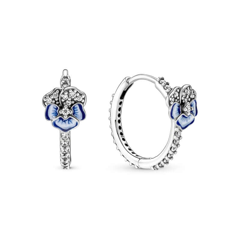 Pandora Blue Pansy Flower korvarenkaat