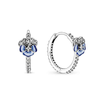 Pandora Blue Pansy Flower korvarenkaat