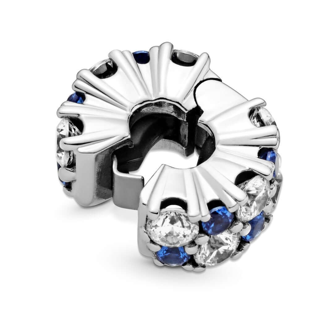 Pandora Clear & Blue Sparkling Clip hela 799171C01