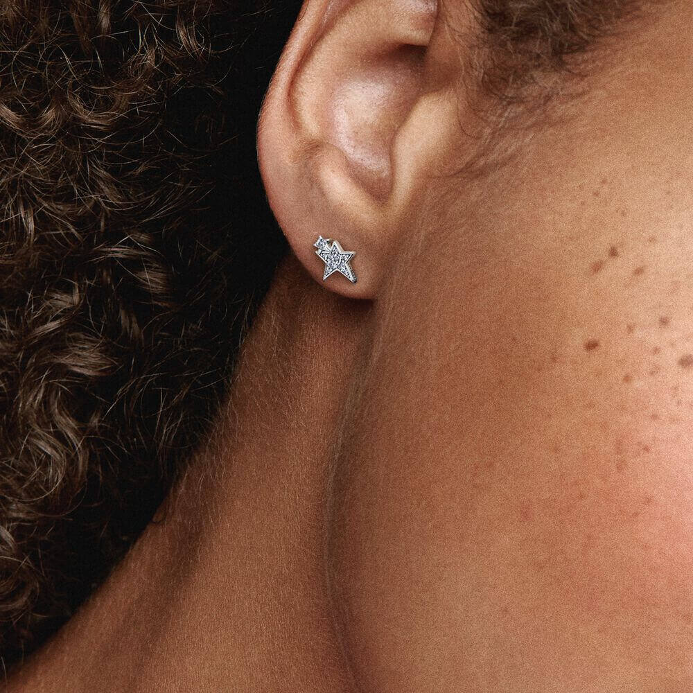 Pandora Sparkling Asymmetric Stars Korvakorut 290012C01