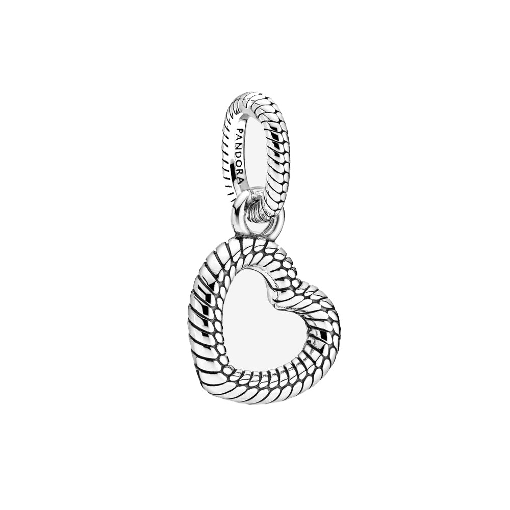 Pandora Snake Chain Pattern Open Heart Pendant riipus 399094C00