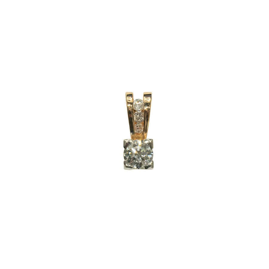14k keltakultainen timanttiriipus 020+005 ct