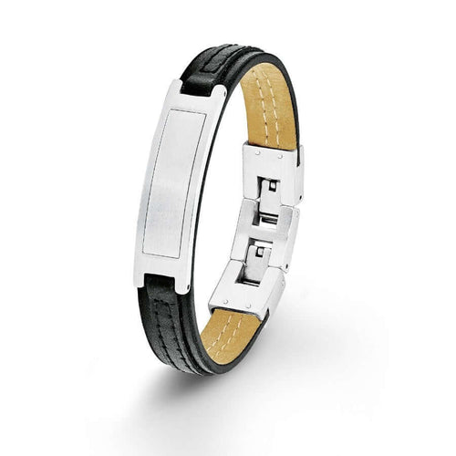 S.Oliver nahkaranneke teräslaatalla 9025503