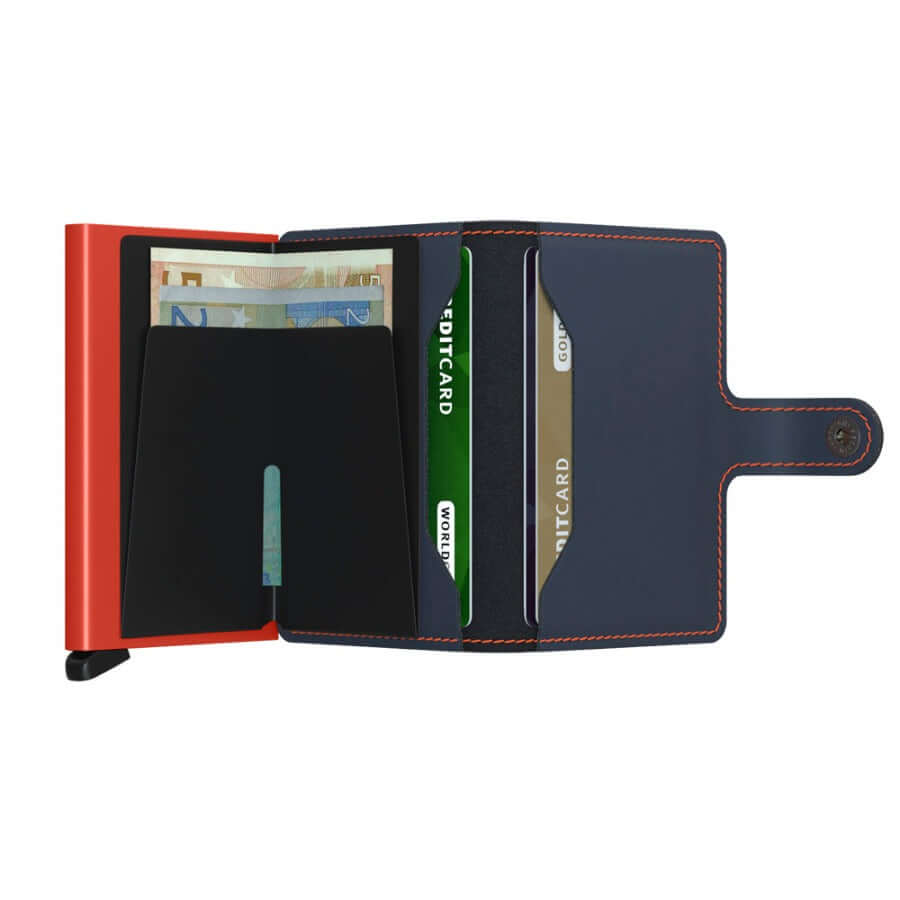 Secrid Miniwallet Matte Night Blue & Orange Lompakko