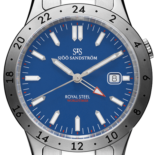 Sjöö Sandström Royal Steel Worldtimer 41 mm 020807