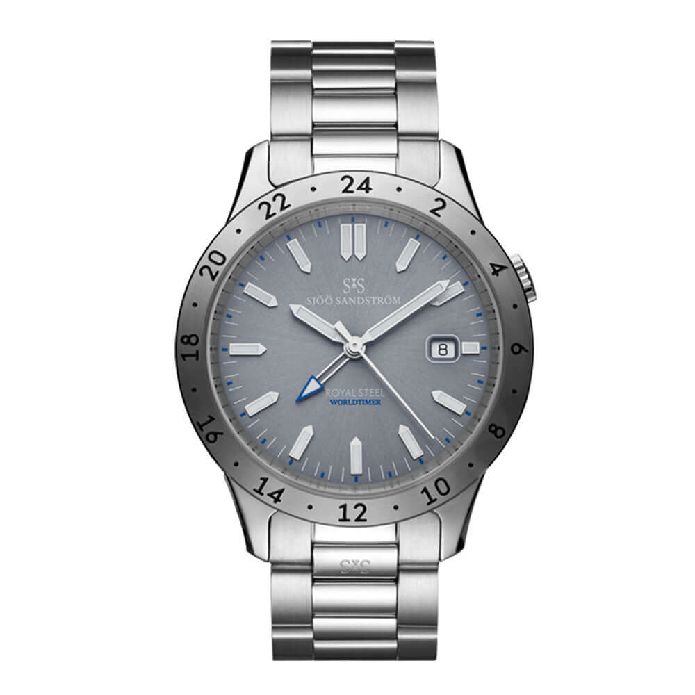 Sjöö Sandström Royal Steel Worldtimer 41 mm 020036