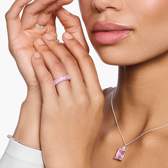 thomas Sabo Pink stones pavé sormus TR2366-051-9