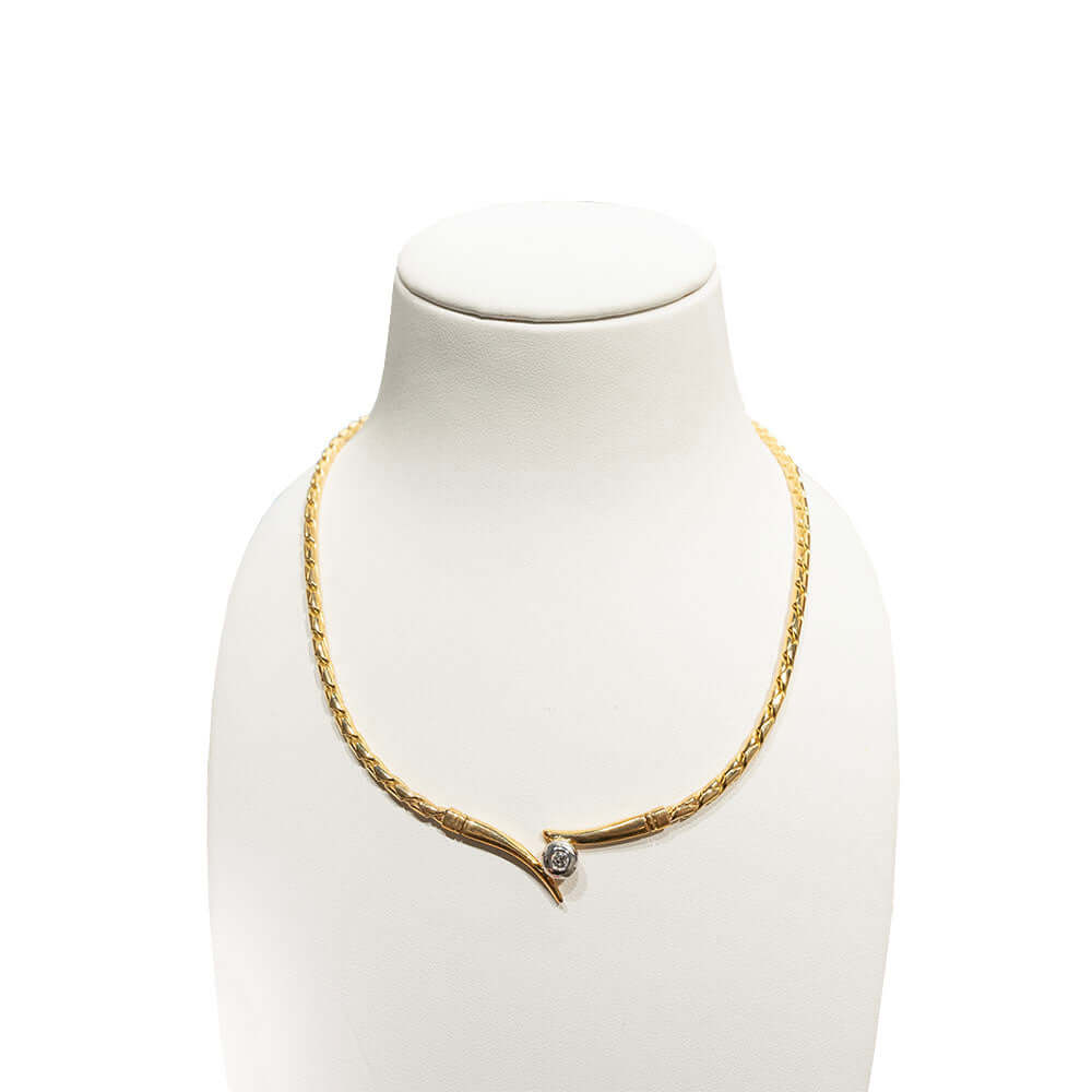 14k keltakultainen kaulakoru timantilla 009ct - 40cm