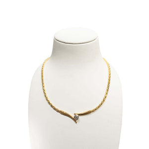 14k keltakultainen kaulakoru timantilla 009ct - 40cm